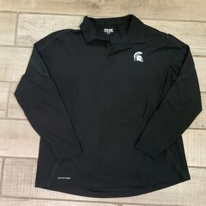 Ping Michigan State Long Sleeve Polo Shirt Men's XL Black MSU Rugby Spartan